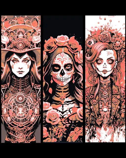 HueForge model: The Masks and Faces of Halloween and the Season - Set of Bookmarks by BooneCo3d