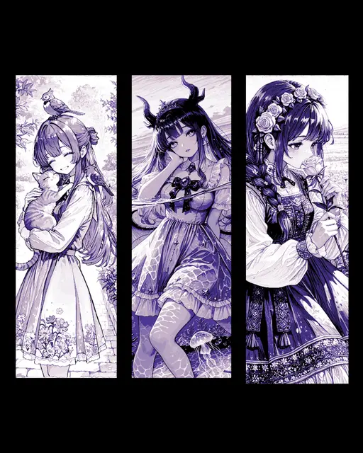 HueForge model: 2nd set of Anime inspired bookmarks of Girls ready for Spring by BooneCo3d