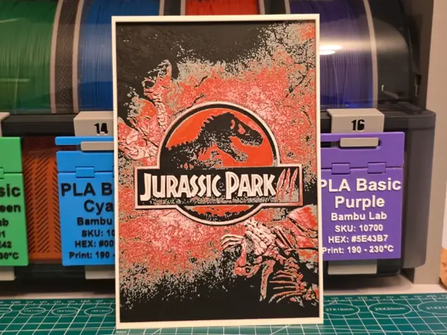 HueForge model: Jurassic Park III Movie Poster – Hueforge Art by Lumpy3D