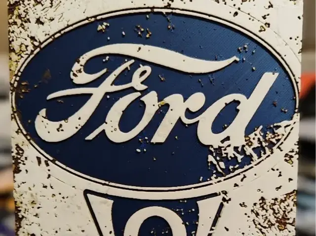 HueForge model: Vintage Enamel Ford V8 Plaque Hueforge by leshowpatate