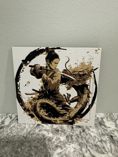 Samurai vs Dragon - Hueforge 100x100