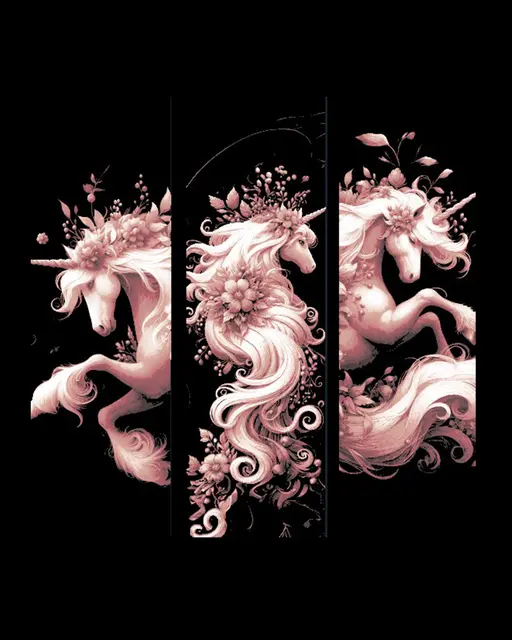 HueForge model: Fantasy Flourishes of the Beautiful Unicorn - Set of 3 Bookmarks by BooneCo3d