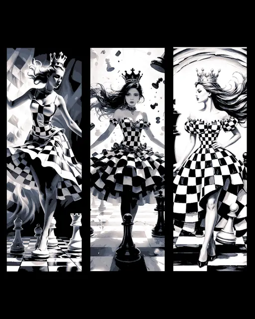 HueForge model: Artistic Designs with a Chess Board - Set of Bookmarks by BooneCo3d