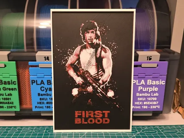 HueForge model: First Blood Movie Poster - Hueforge Art by Lumpy3D