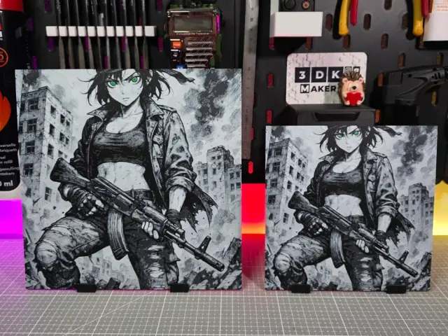 HueForge model: Girl Anime AKM – Hueforge – 4 Colors by Montoya Maker