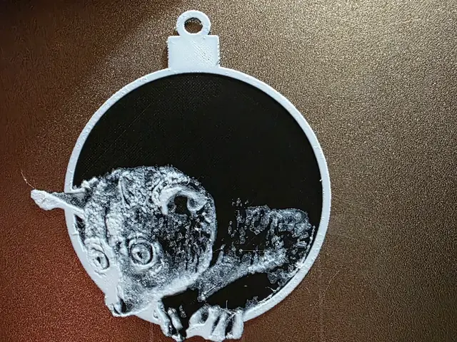 HueForge model: Bush baby Christmas Ornament Hueforge 2 color by AirMechDesigns