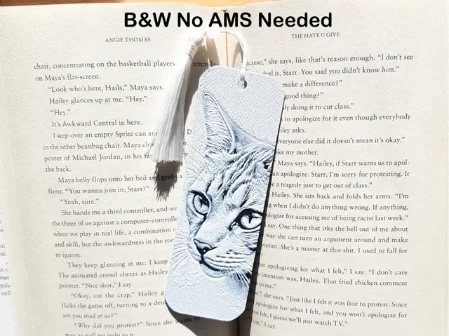 HueForge model: Bookmark, B&W Cat/Kitten Sketch by Dame Jo