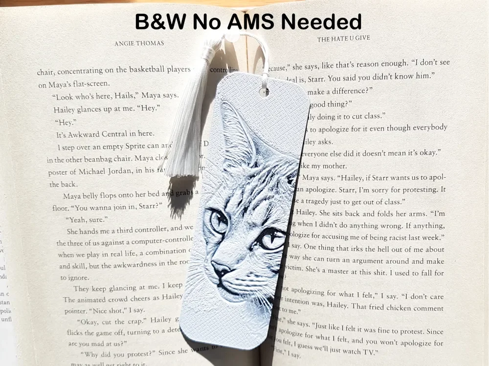 Bookmark, B&W Cat/Kitten Sketch by Dame Jo HueForge model: Bookmark, B&W Cat/Kitten Sketch by Dame Jo