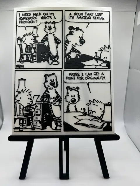 HueForge model: Calvin and Hobbes - Whats a Pronoun? by Canadian Gamer