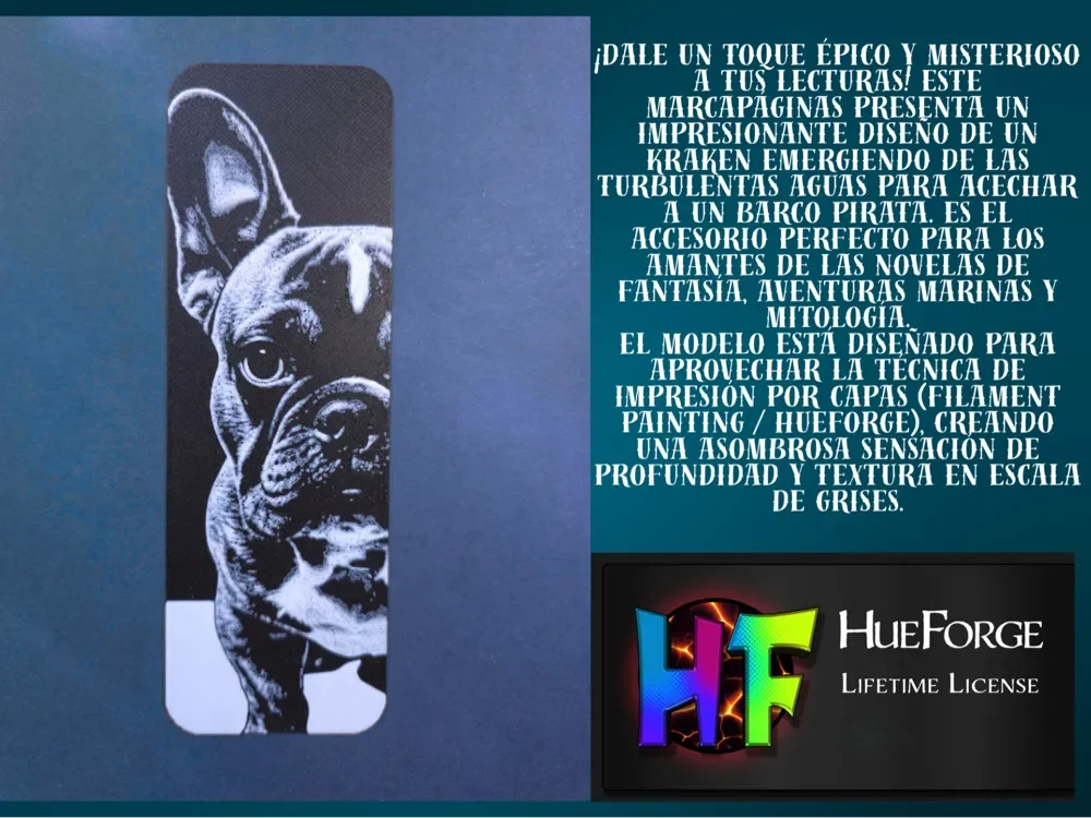 Bookmark French Bulldog by FYTY112 HueForge model: Bookmark French Bulldog by FYTY112