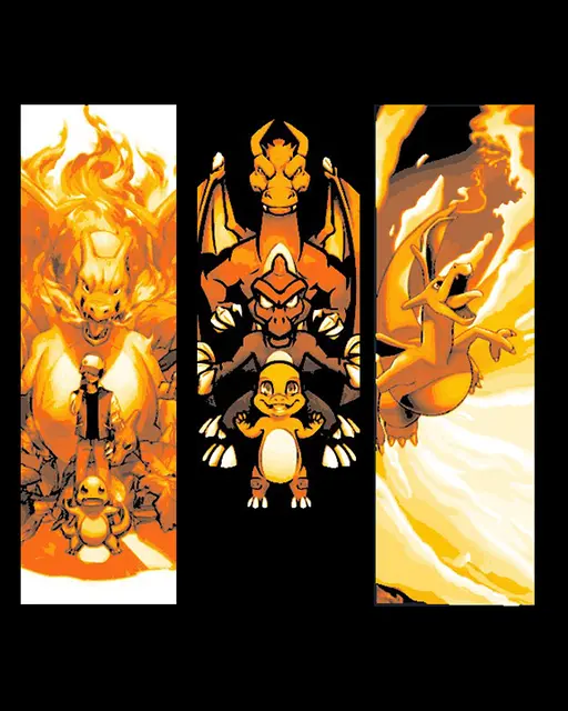 Pokemon Fanart - Charizard evolution and Power - Set of 3 Bookmarks