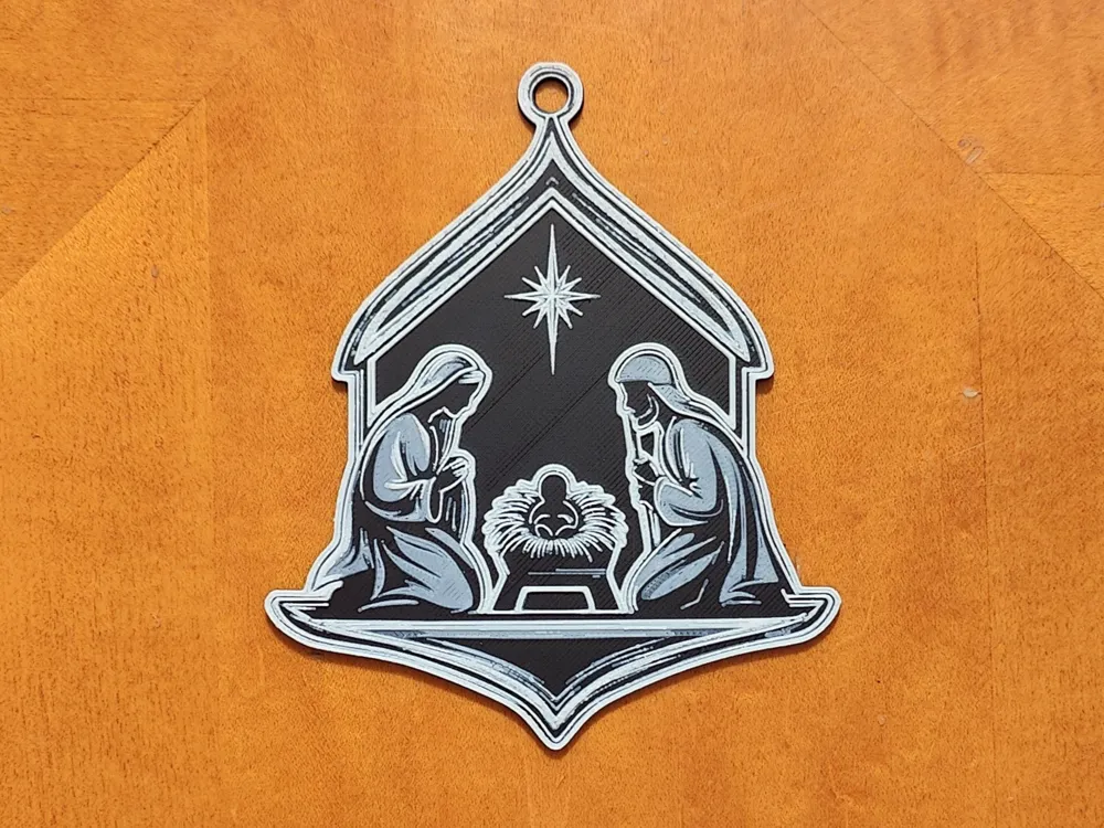 Nativity Christmas Tree Ornament Bauble Decoration by Sarge HueForge model: Nativity Christmas Tree Ornament Bauble Decoration by Sarge
