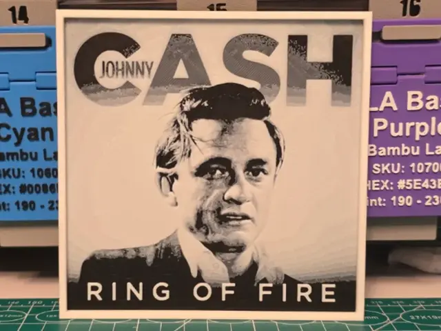 HueForge model: Johnny cash "Ring of Fire" Single - Hueforge Art by Lumpy3D