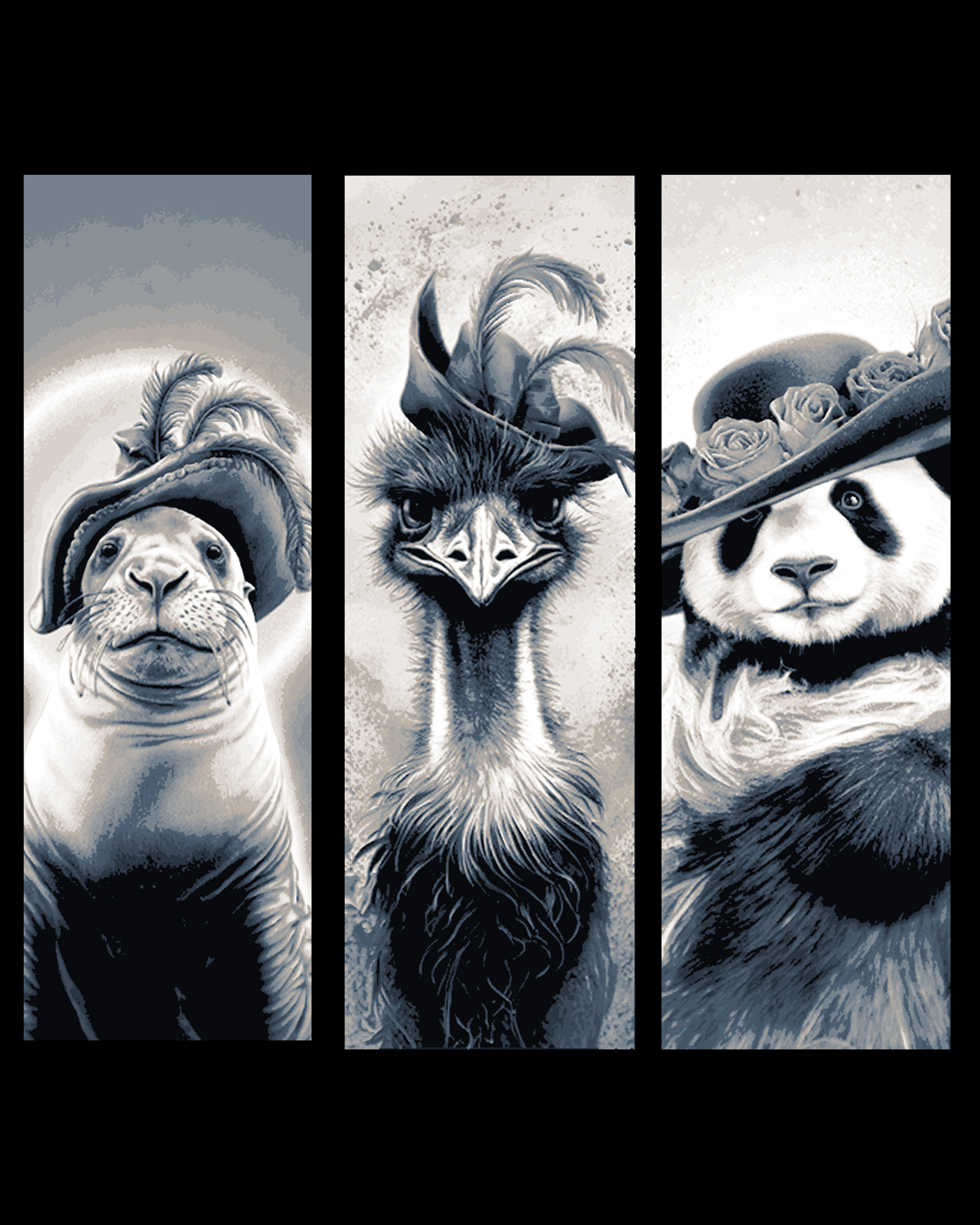 Dressed to Impress - Portraits of Animal in Hats - Set of Bookmarks by BooneCo3d HueForge model: Dressed to Impress - Portraits of Animal in Hats - Set of Bookmarks by BooneCo3d
