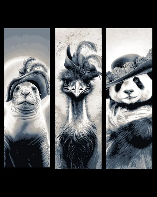 HueForge model: Dressed to Impress - Portraits of Animal in Hats - Set of Bookmarks by BooneCo3d