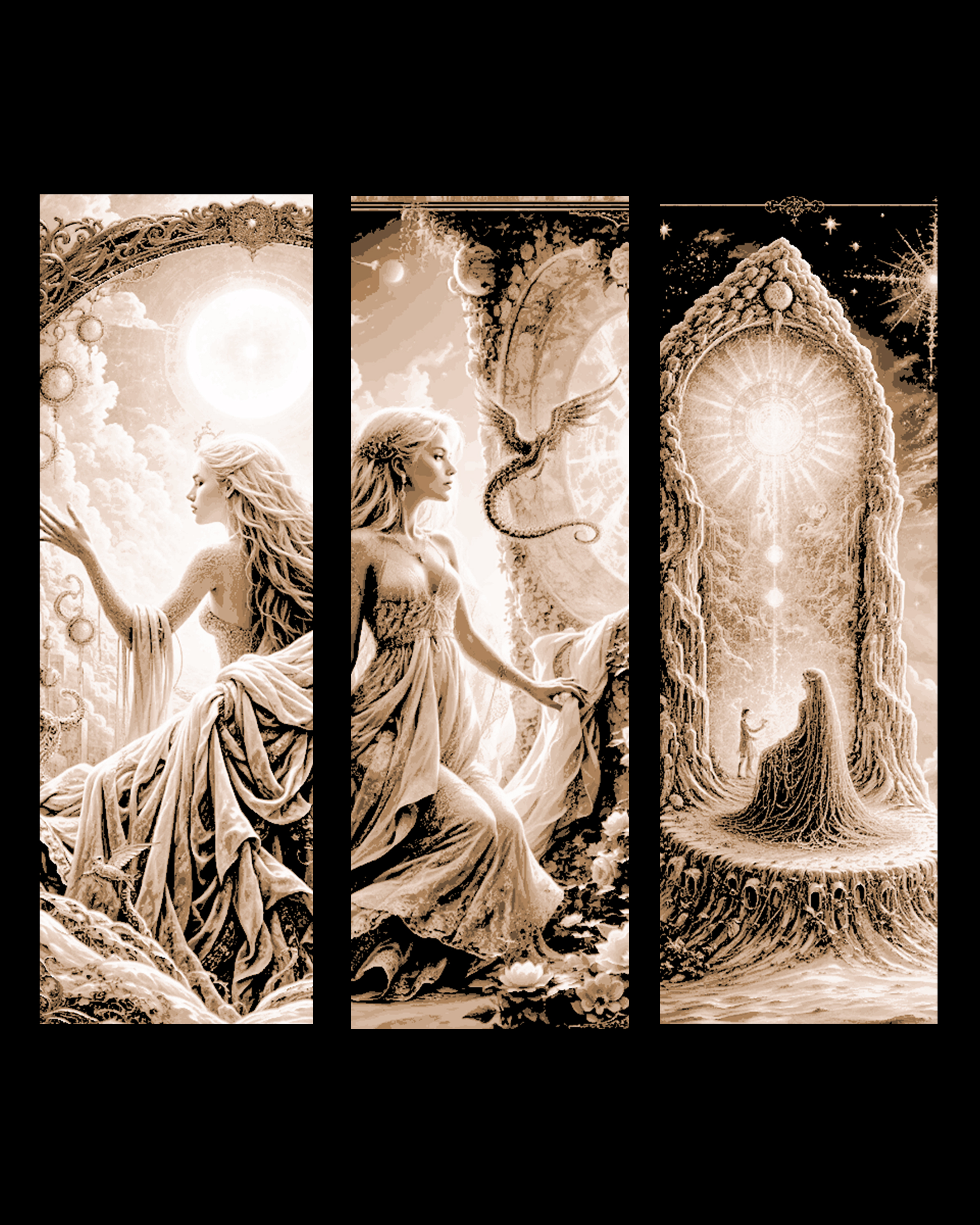 Set of bookmarks depicting the watcher and her view into the world by BooneCo3d HueForge model: Set of bookmarks depicting the watcher and her view into the world by BooneCo3d