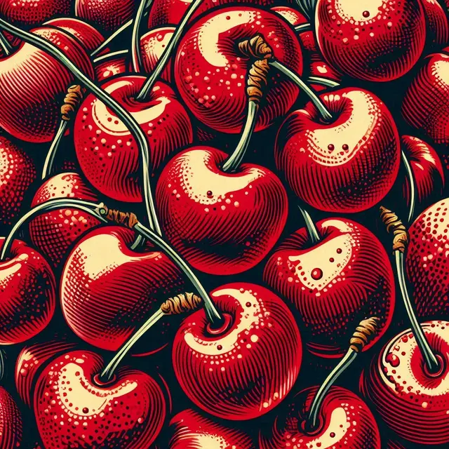 Cherries HueForge Woodblock Art Print 