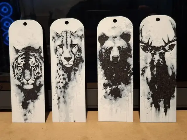 HueForge model: Set of 4 animal bookmarks V2 by 3dGlow