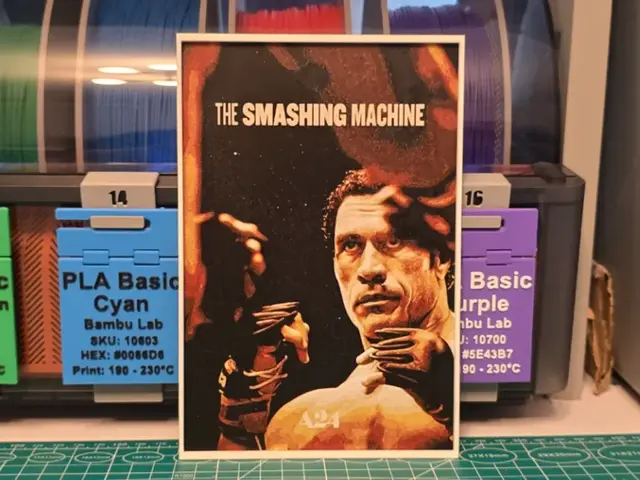 HueForge model: The Smashing Machine Movie Poster - Hueforge Art by Lumpy3D