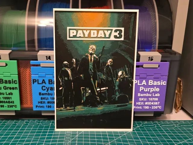 HueForge model: Payday 3 Game Poster - Hueforge Art by Lumpy3D