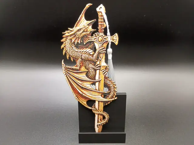HueForge model: Dragon x Sword Golden Bookmark by 3djd
