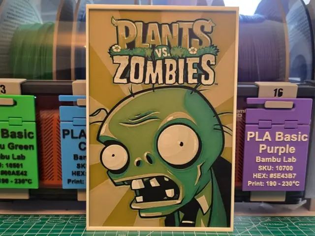 HueForge model: Plants vs. Zombies Game Poster - Hueforge Art by Lumpy3D