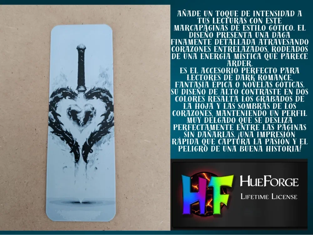 Bookmark Dark Romance Dagger & Heart by FYTY112 HueForge model: Bookmark Dark Romance Dagger & Heart by FYTY112