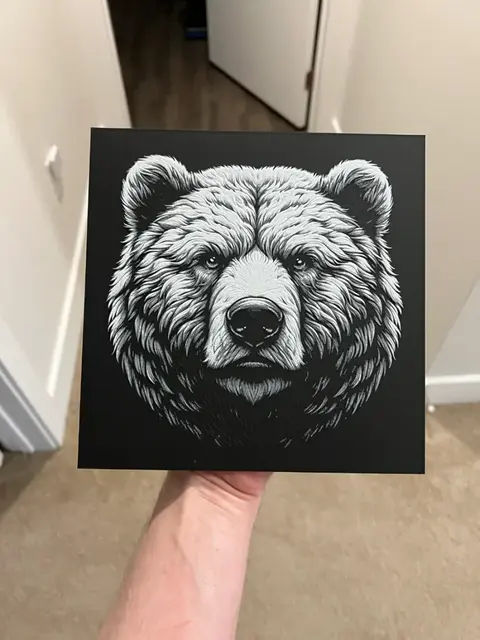 HueForge model: Grayscale Bear Face Art by RP47 Designs
