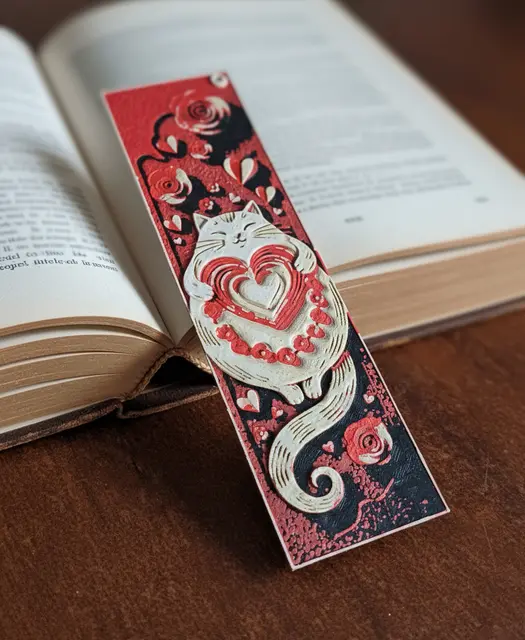 Valentine Kitty Bookmark5 - Hueforge - 4 colors
