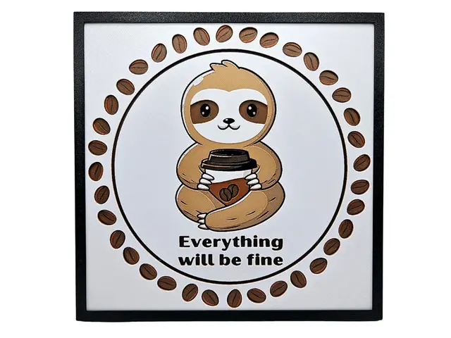 HueForge model: Coffee Sloth by BusyKikiBee