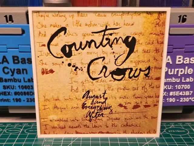HueForge model: Counting Crows "August & Everything After" Album by Lumpy3D