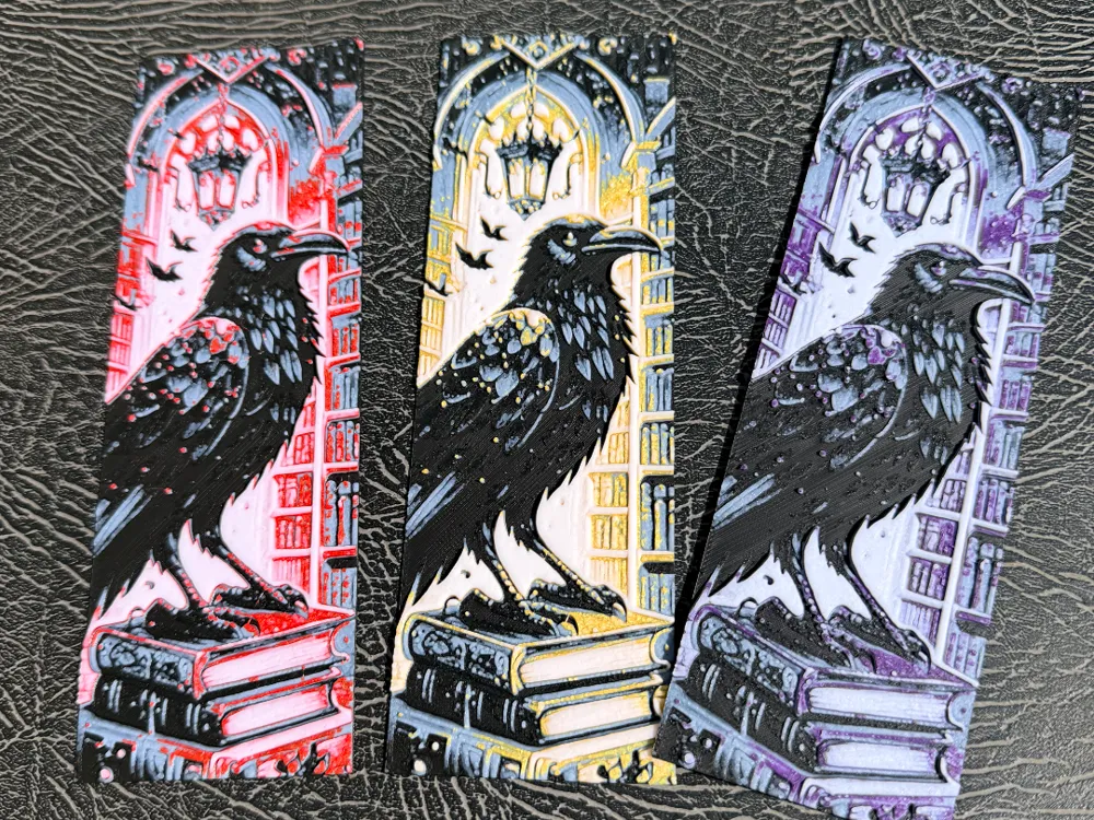 Raven gothic library Bookmark FREE commercial use by Leafy HueForge model: Raven gothic library Bookmark FREE commercial use by Leafy