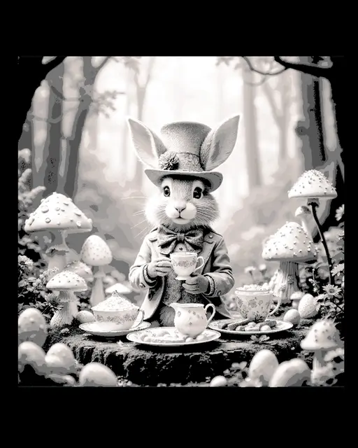 HueForge model: The proper rabbit wishes you to join him for a cup of Tea - Wall Art by BooneCo3d