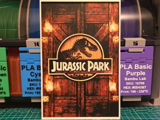 HueForge model: Jurassic Park Movie Poster - Hueforge Art by Lumpy3D