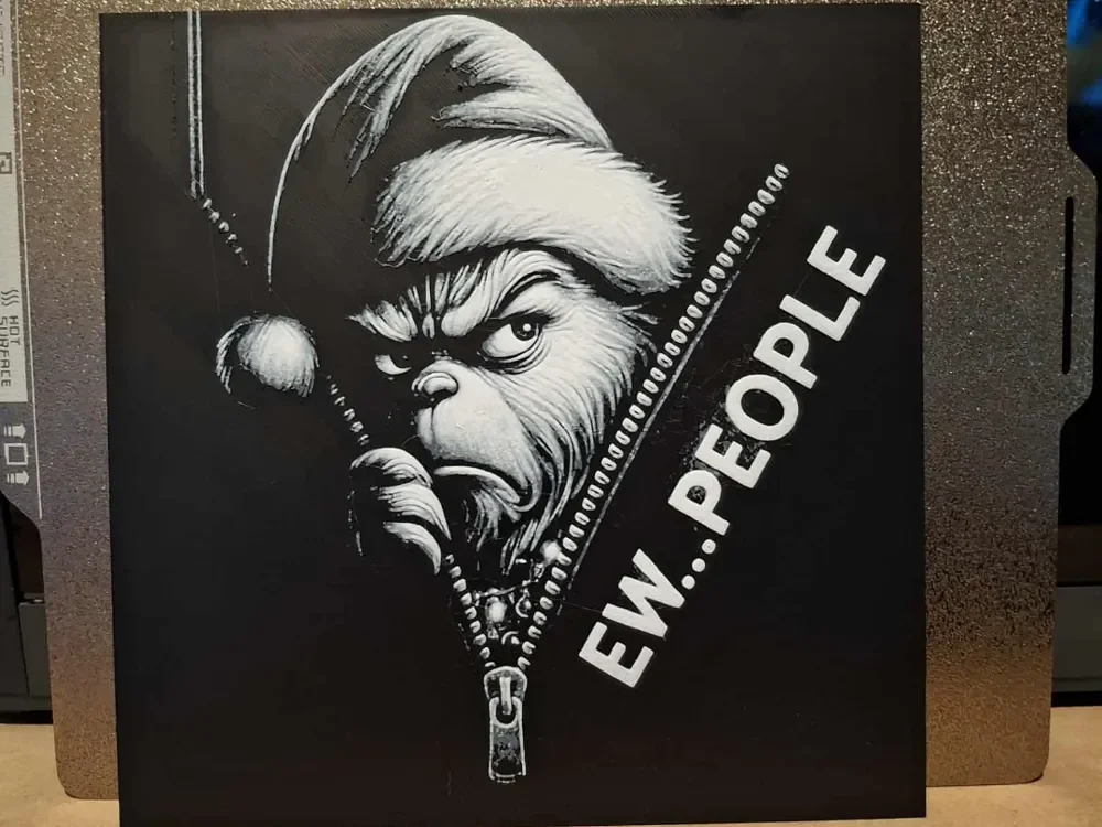 Grinch - Ew People - hueforge 2 colours by 3dGlow HueForge model: Grinch - Ew People - hueforge 2 colours by 3dGlow