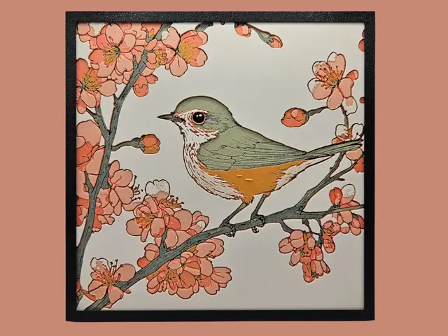 HueForge model: Finch on a Branch of Blossoms by BusyKikiBee