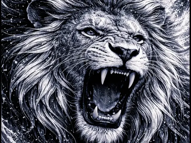 HueForge model: Fierce Lion – Black and White Animal Series by Hueforge Maker