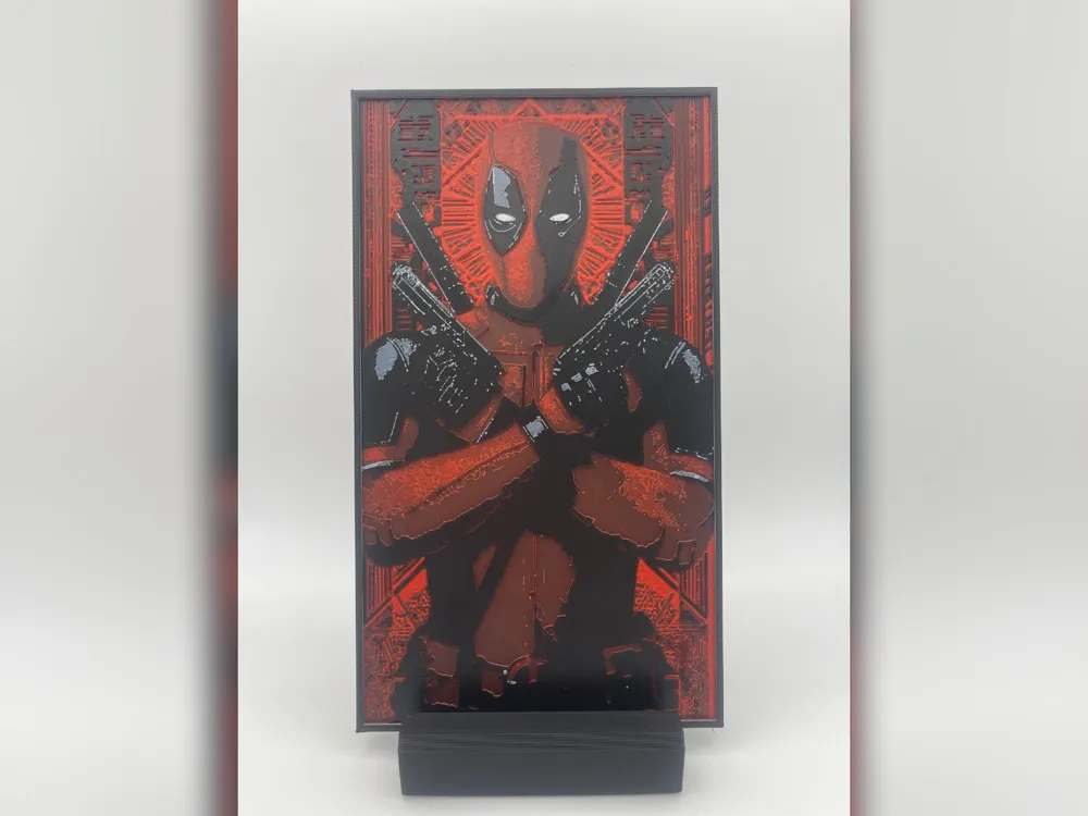 Deadpool Guns Akimbo HueForge Print by Thadius HueForge model: Deadpool Guns Akimbo HueForge Print by Thadius