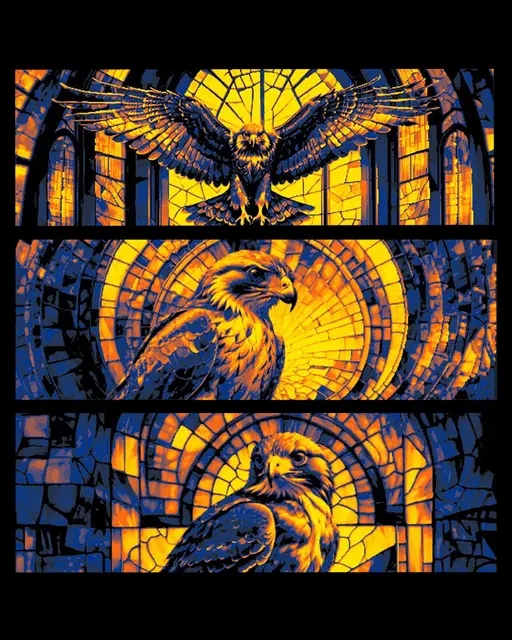 HueForge model: Stained Glass Depictions of a Golden Hawk - Set of bookmarks by BooneCo3d