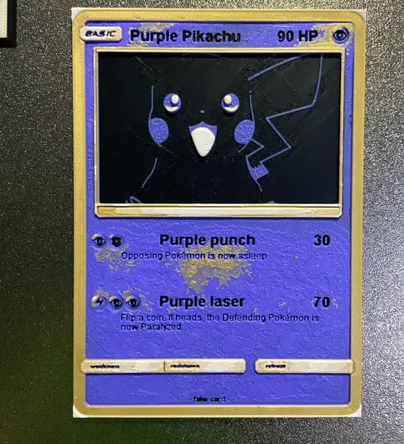 HueForge model: Purple Pikachu 90HP Pokemon Card by Morganja