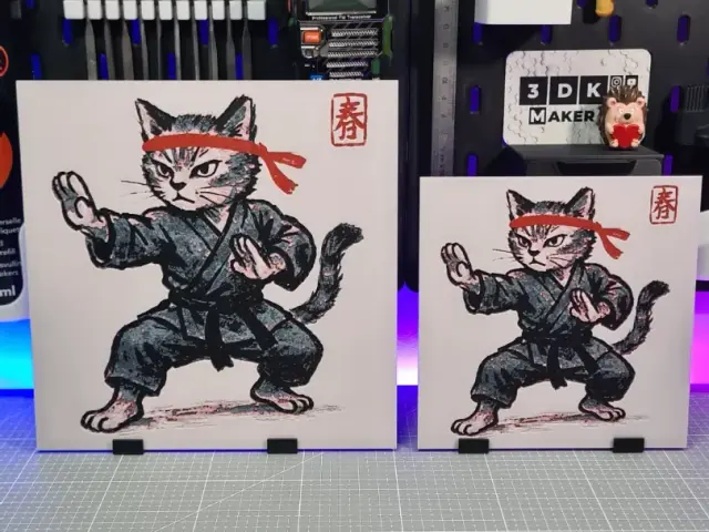 HueForge model: KungFu Cat - Hueforge - 4 Colors by Montoya Maker