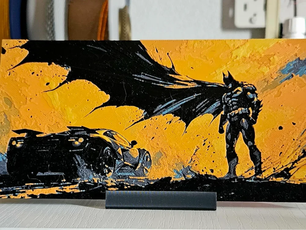 Batman with car by Mano's 3d_Art HueForge model: Batman with car by Mano's 3d_Art