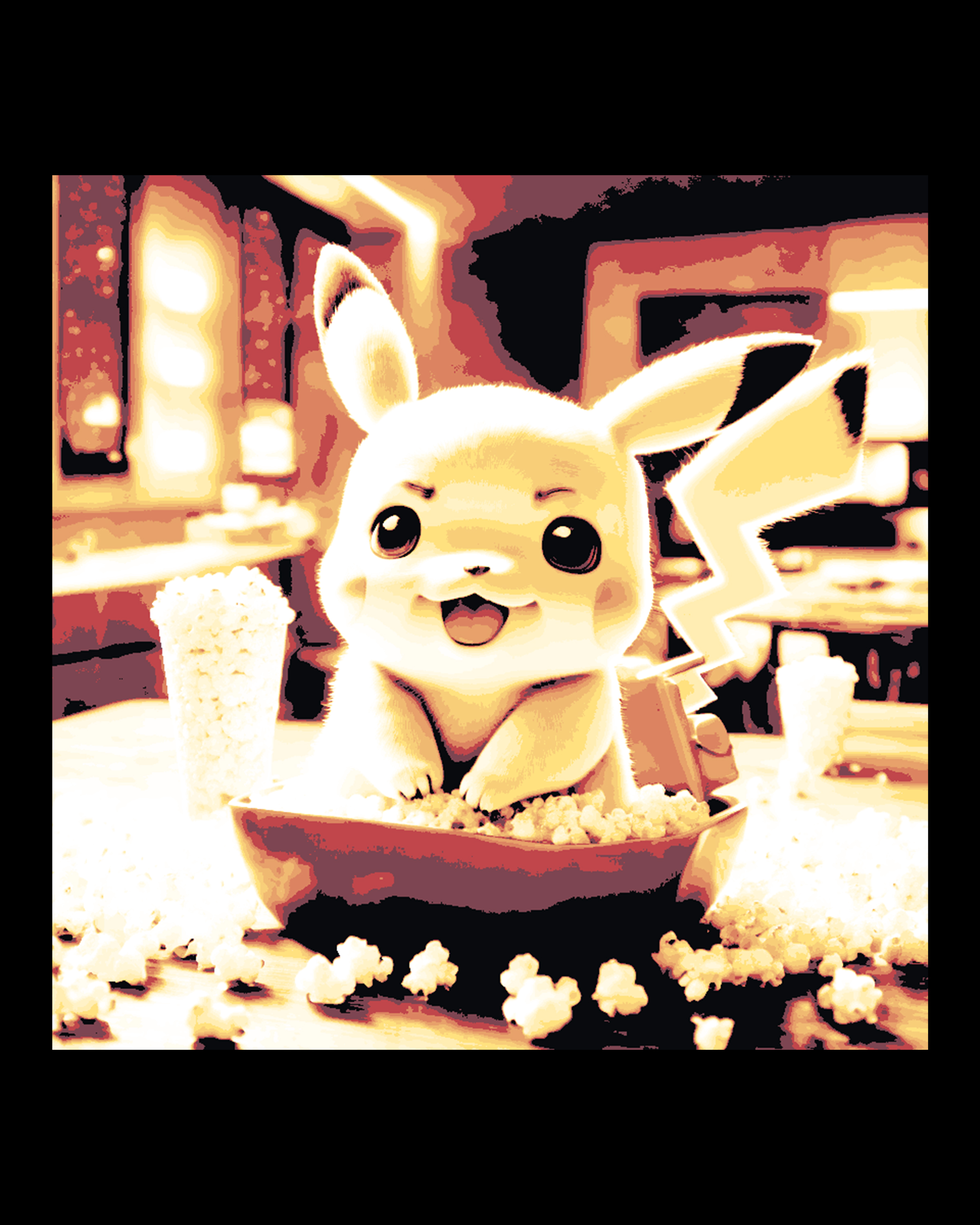 Messy little creature, Pikachu playing in the Popcorn Fanart by BooneCo3d HueForge model: Messy little creature, Pikachu playing in the Popcorn Fanart by BooneCo3d