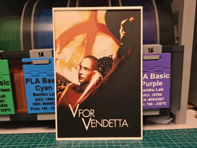 HueForge model: V for Vendetta Movie Poster - Hueforge Art by Lumpy3D