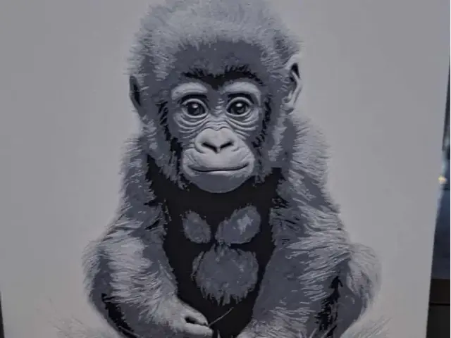 HueForge model: Black and white - infant ape - hueforge 2 colours by 3dGlow