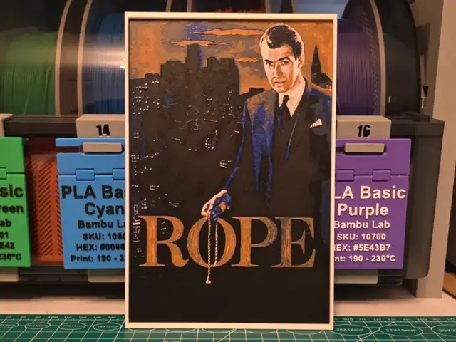 HueForge model: Rope Movie Poster - Hueforge Art by Lumpy3D