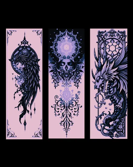 HueForge model: Fantasy Designs - Life and death intertwined - Set of Bookmarks  by BooneCo3d