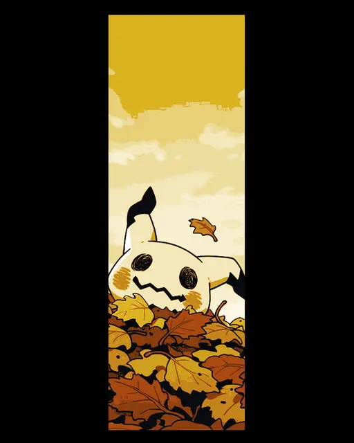 HueForge model: Mimikyu having fun in the fall leaves and halloween decorations - set of bookmarks by BooneCo3d