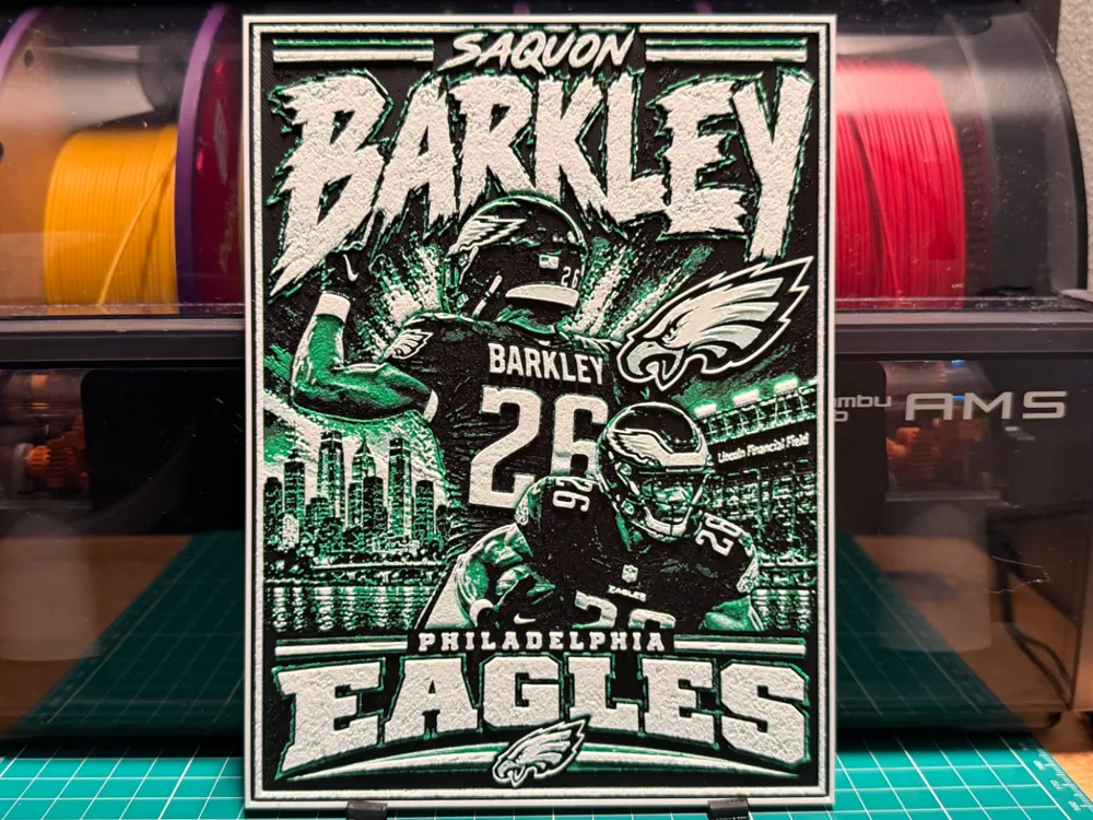 Saquon Barkley Poster by liv_3d HueForge model: Saquon Barkley Poster by liv_3d