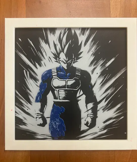 HueForge model: Vegeta in Blue Black Background by JustBe 3D Printing